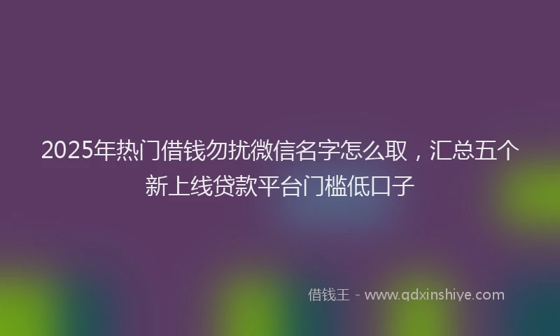 2025年热门借钱勿扰微信名字怎么取，汇总五个新上线贷款平台门槛低口子