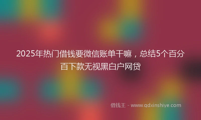 2025年热门借钱要微信账单干嘛，总结5个百分百下款无视黑白户网贷