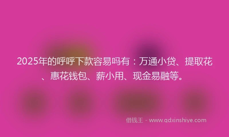 2025年的呼呼下款容易吗有：万通小贷、提取花、惠花钱包、薪小用、现金易融等。
