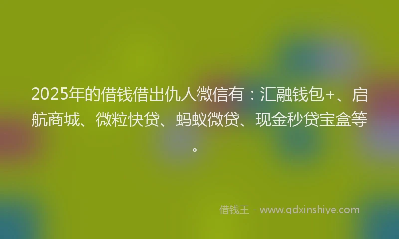 2025年的借钱借出仇人微信有：汇融钱包+、启航商城、微粒快贷、蚂蚁微贷、现金秒贷宝盒等。
