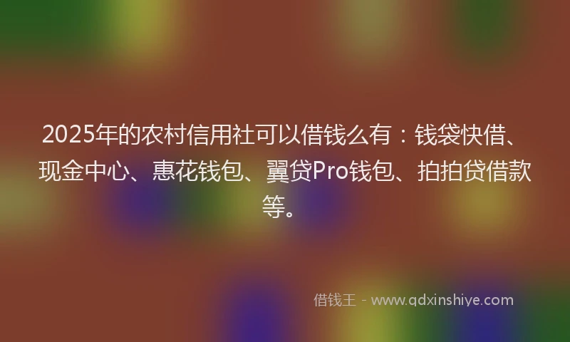 2025年的农村信用社可以借钱么有：钱袋快借、现金中心、惠花钱包、翼贷Pro钱包、拍拍贷借款等。