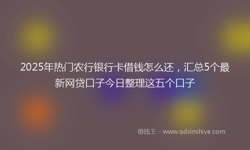 2025年热门农行银行卡借钱怎么还，汇总5个最新网贷口子今日整理这五个口子
