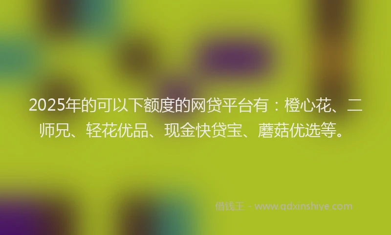 2025年的可以下额度的网贷平台有：橙心花、二师兄、轻花优品、现金快贷宝、蘑菇优选等。