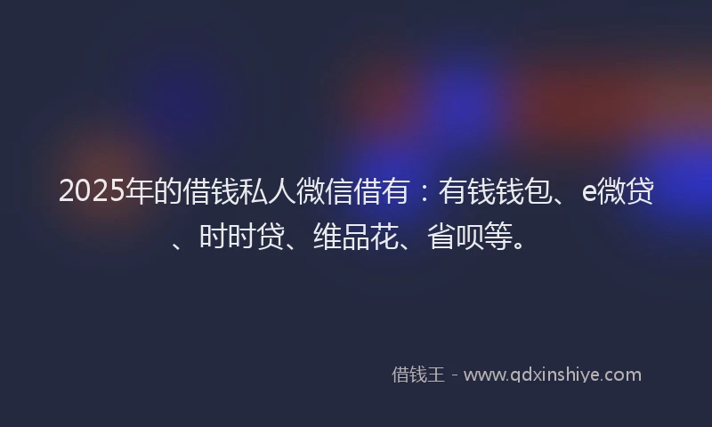 2025年的借钱私人微信借有：有钱钱包、e微贷、时时贷、维品花、省呗等。