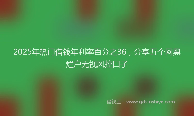 2025年热门借钱年利率百分之36，分享五个网黑烂户无视风控口子