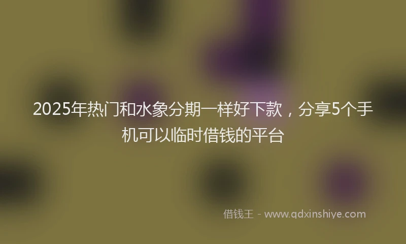 2025年热门和水象分期一样好下款，分享5个手机可以临时借钱的平台