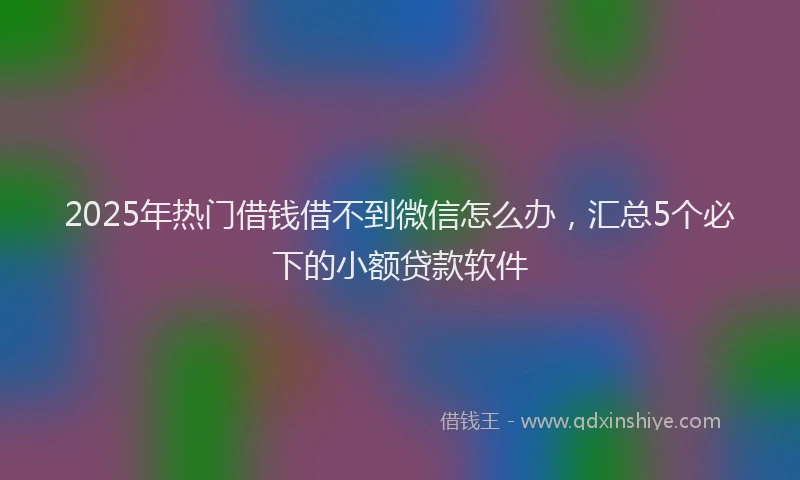 2025年热门借钱借不到微信怎么办，汇总5个必下的小额贷款软件