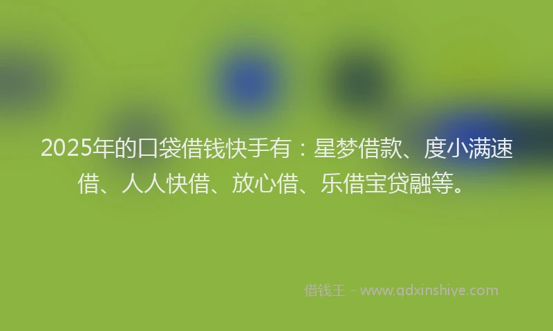2025年的口袋借钱快手有：星梦借款、度小满速借、人人快借、放心借、乐借宝贷融等。