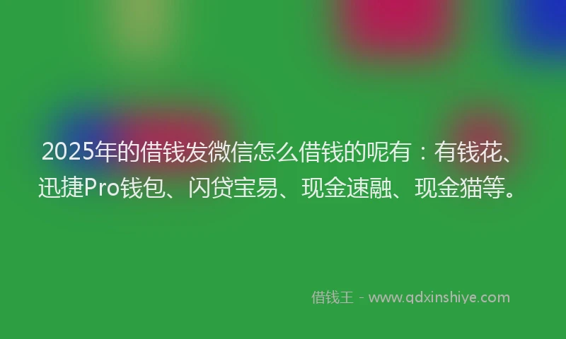2025年的借钱发微信怎么借钱的呢有：有钱花、迅捷Pro钱包、闪贷宝易、现金速融、现金猫等。