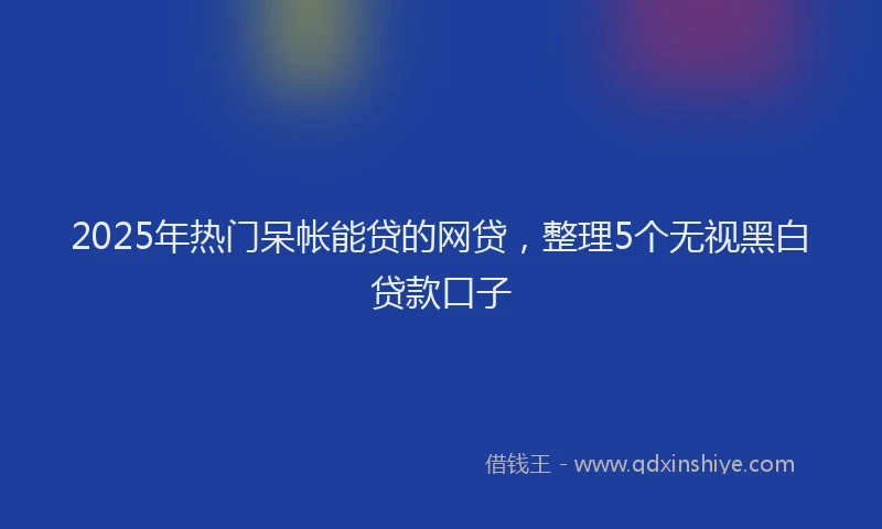 2025年热门呆帐能贷的网贷，整理5个无视黑白贷款口子