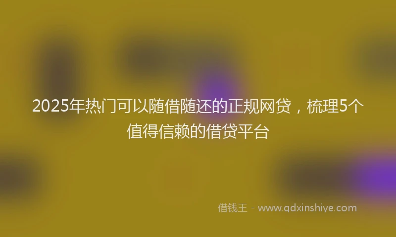 2025年热门可以随借随还的正规网贷，梳理5个值得信赖的借贷平台