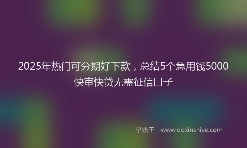 2025年热门可分期好下款，总结5个急用钱5000快审快贷无需征信口子