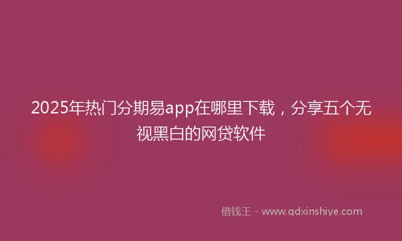 2025年热门分期易app在哪里下载，分享五个无视黑白的网贷软件