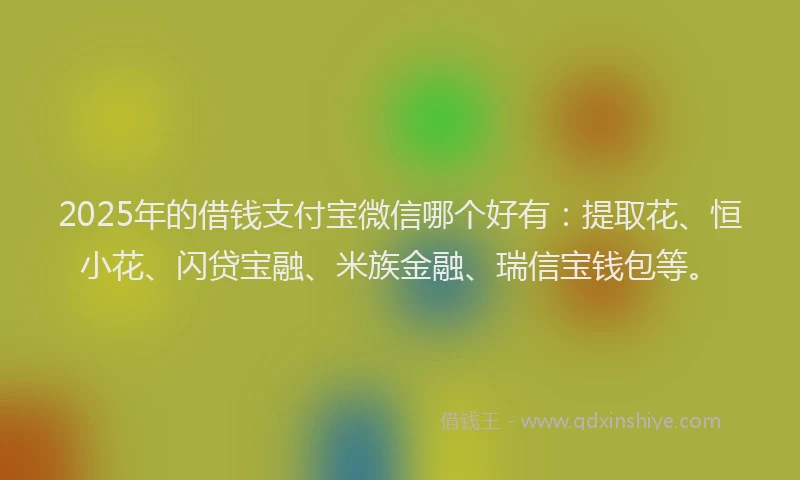 2025年的借钱支付宝微信哪个好有：提取花、恒小花、闪贷宝融、米族金融、瑞信宝钱包等。