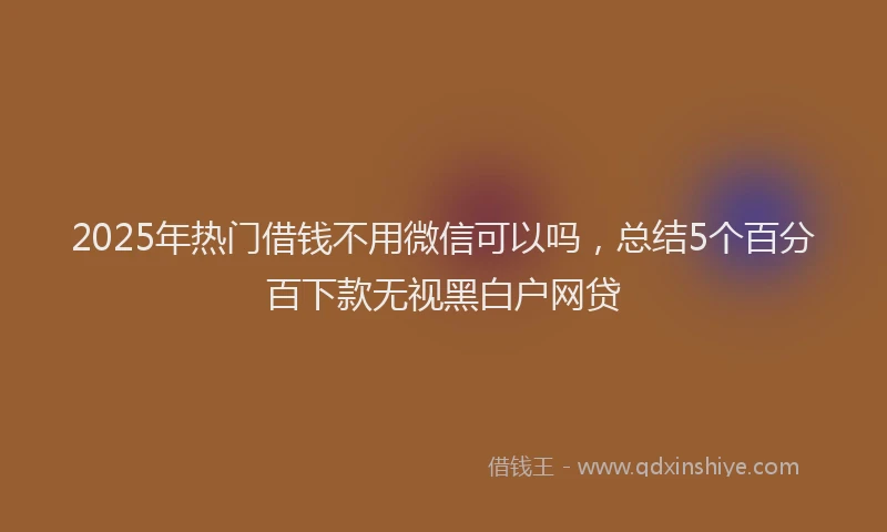 2025年热门借钱不用微信可以吗，总结5个百分百下款无视黑白户网贷