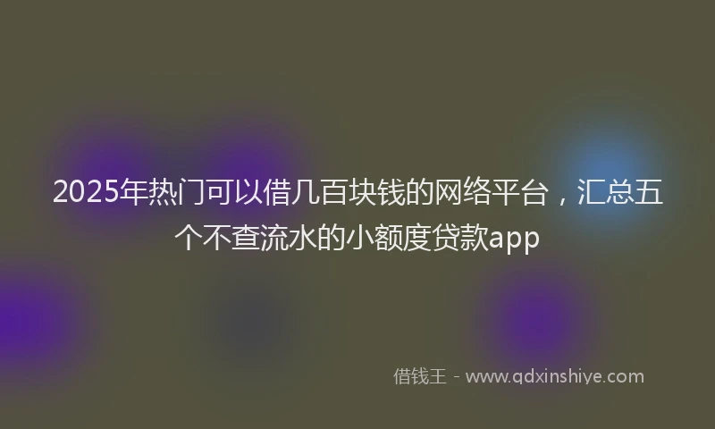 2025年热门可以借几百块钱的网络平台，汇总五个不查流水的小额度贷款app