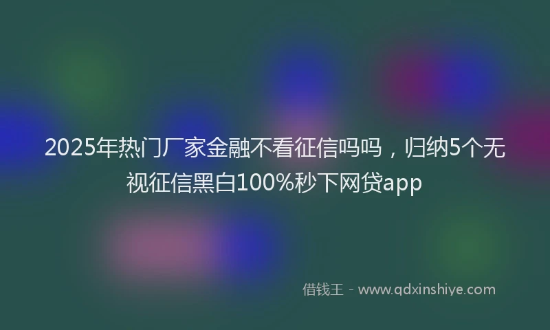 2025年热门厂家金融不看征信吗吗，归纳5个无视征信黑白100%秒下网贷app