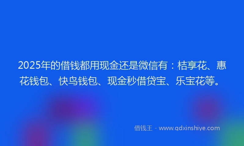 2025年的借钱都用现金还是微信有：桔享花、惠花钱包、快鸟钱包、现金秒借贷宝、乐宝花等。