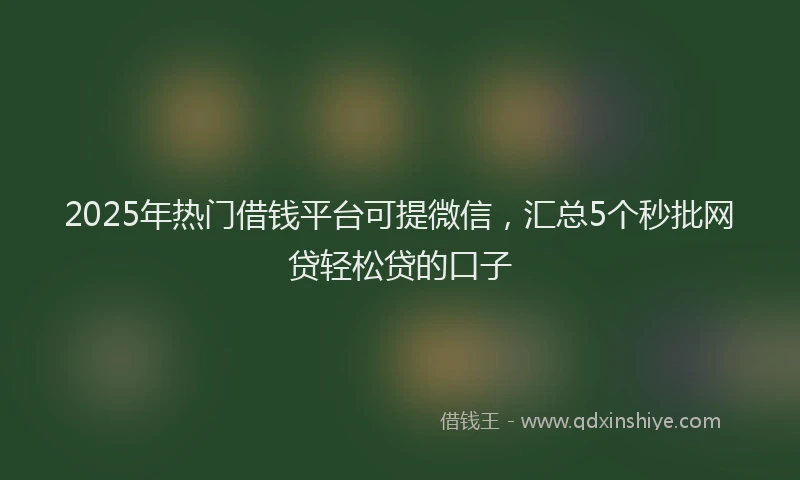 2025年热门借钱平台可提微信，汇总5个秒批网贷轻松贷的口子