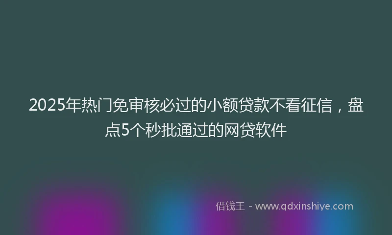 2025年热门免审核必过的小额贷款不看征信，盘点5个秒批通过的网贷软件