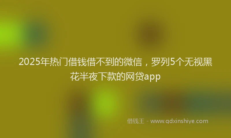 2025年热门借钱借不到的微信，罗列5个无视黑花半夜下款的网贷app