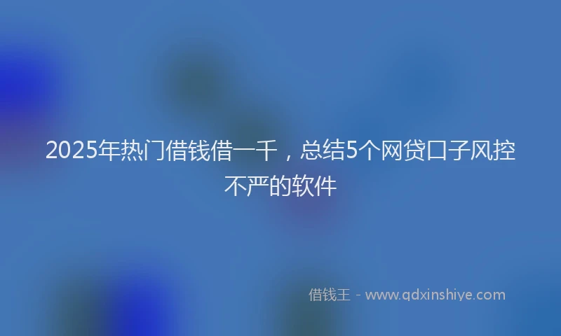 2025年热门借钱借一千，总结5个网贷口子风控不严的软件
