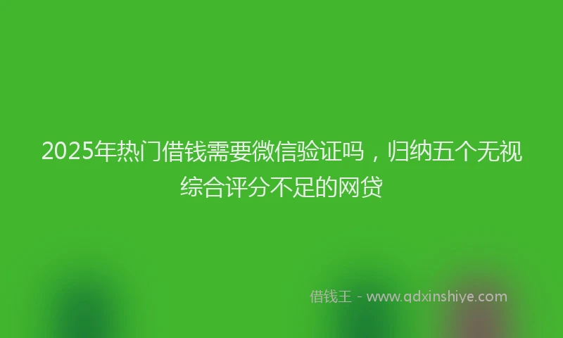 2025年热门借钱需要微信验证吗，归纳五个无视综合评分不足的网贷