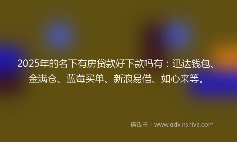 2025年的名下有房贷款好下款吗有：迅达钱包、金满仓、蓝莓买单、新浪易借、如心来等。