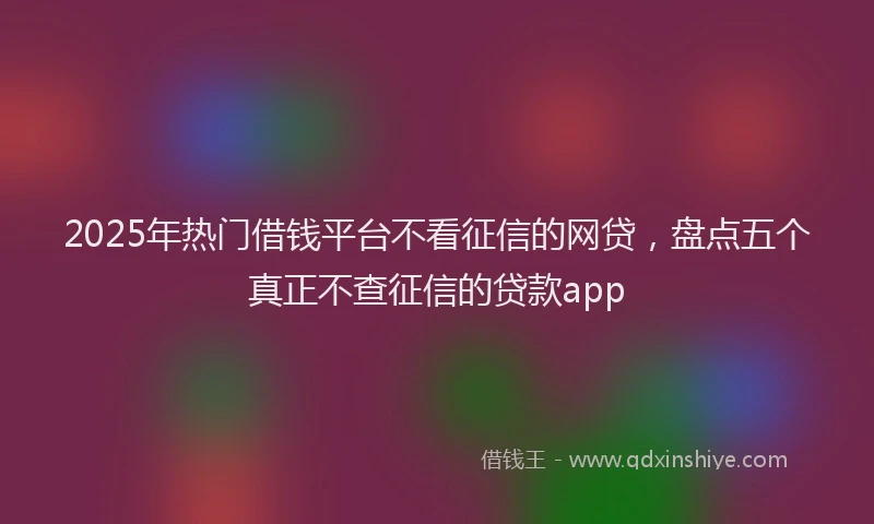 2025年热门借钱平台不看征信的网贷，盘点五个真正不查征信的贷款app