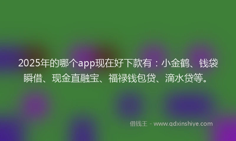 2025年的哪个app现在好下款有：小金鹤、钱袋瞬借、现金直融宝、福禄钱包贷、滴水贷等。
