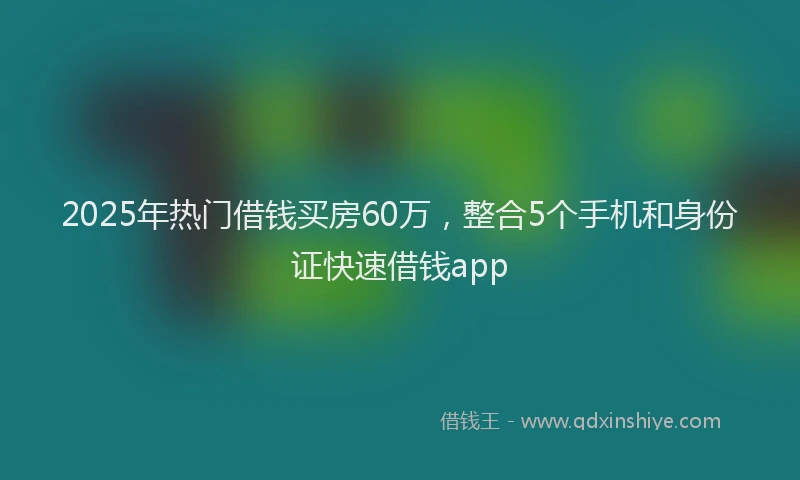 2025年热门借钱买房60万，整合5个手机和身份证快速借钱app
