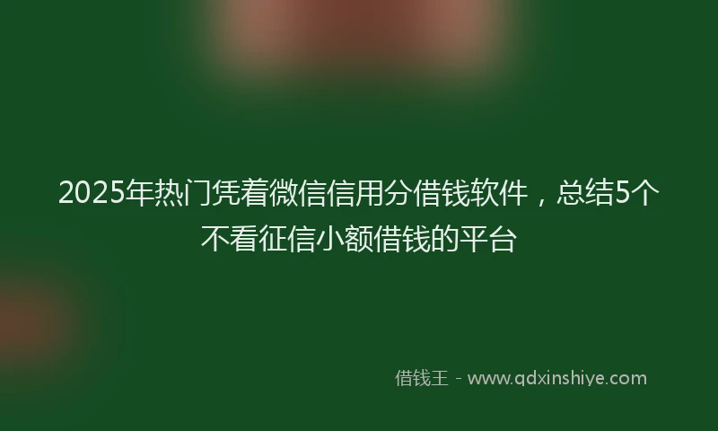 2025年热门凭着微信信用分借钱软件，总结5个不看征信小额借钱的平台