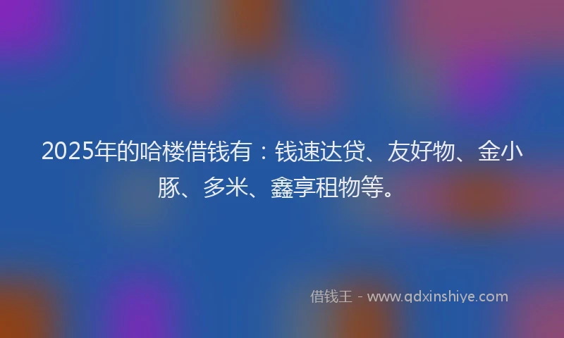 2025年的哈楼借钱有：钱速达贷、友好物、金小豚、多米、鑫享租物等。
