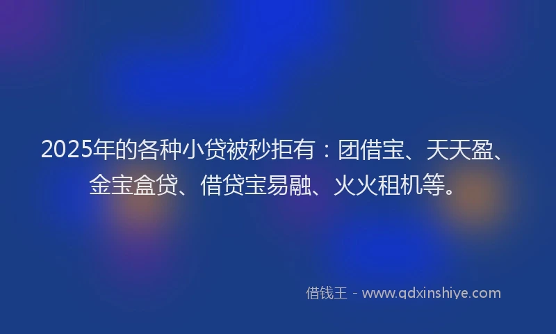 2025年的各种小贷被秒拒有：团借宝、天天盈、金宝盒贷、借贷宝易融、火火租机等。