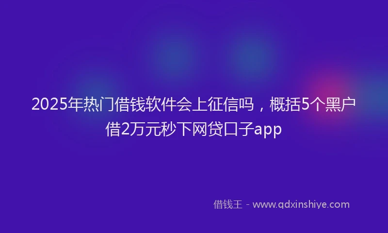 2025年热门借钱软件会上征信吗，概括5个黑户借2万元秒下网贷口子app