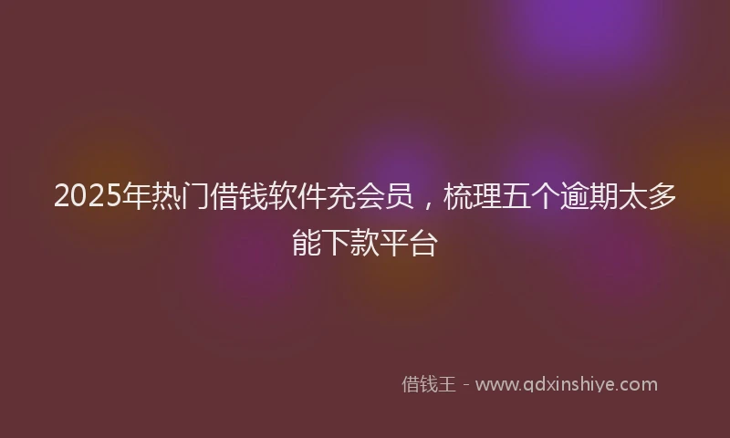 2025年热门借钱软件充会员，梳理五个逾期太多能下款平台