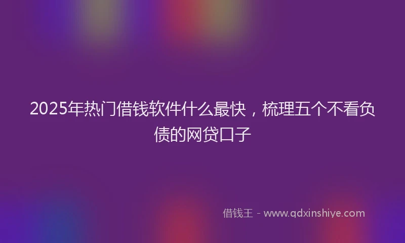 2025年热门借钱软件什么最快，梳理五个不看负债的网贷口子