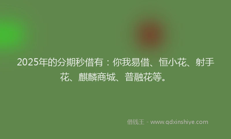 2025年的分期秒借有：你我易借、恒小花、射手花、麒麟商城、普融花等。