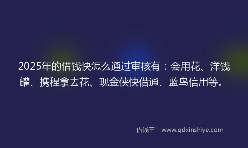 2025年的借钱快怎么通过审核有：会用花、洋钱罐、携程拿去花、现金侠快借通、蓝鸟信用等。