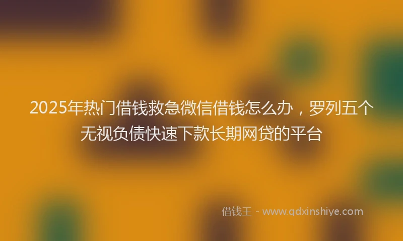 2025年热门借钱救急微信借钱怎么办，罗列五个无视负债快速下款长期网贷的平台
