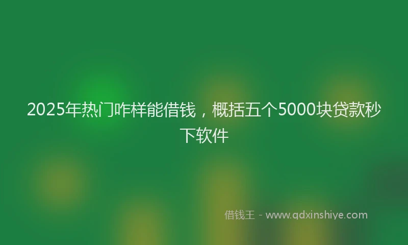 2025年热门咋样能借钱，概括五个5000块贷款秒下软件
