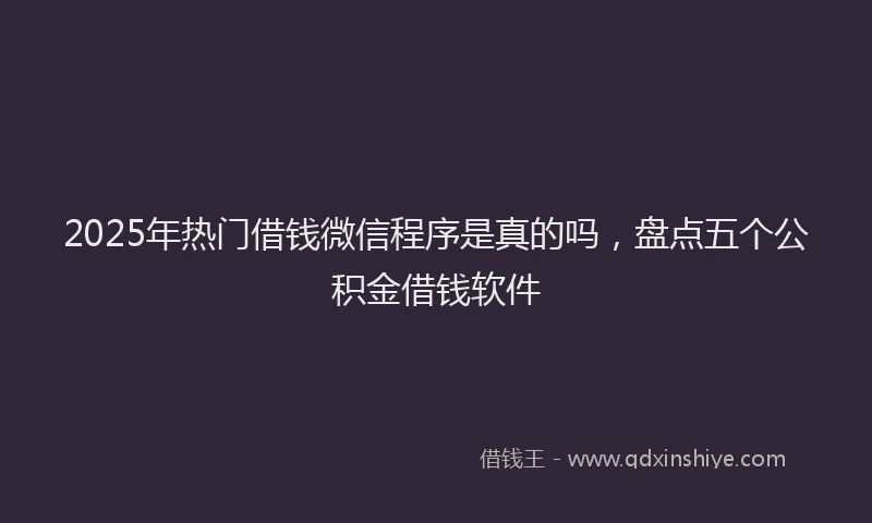 2025年热门借钱微信程序是真的吗，盘点五个公积金借钱软件