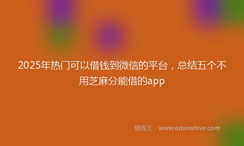 2025年热门可以借钱到微信的平台，总结五个不用芝麻分能借的app