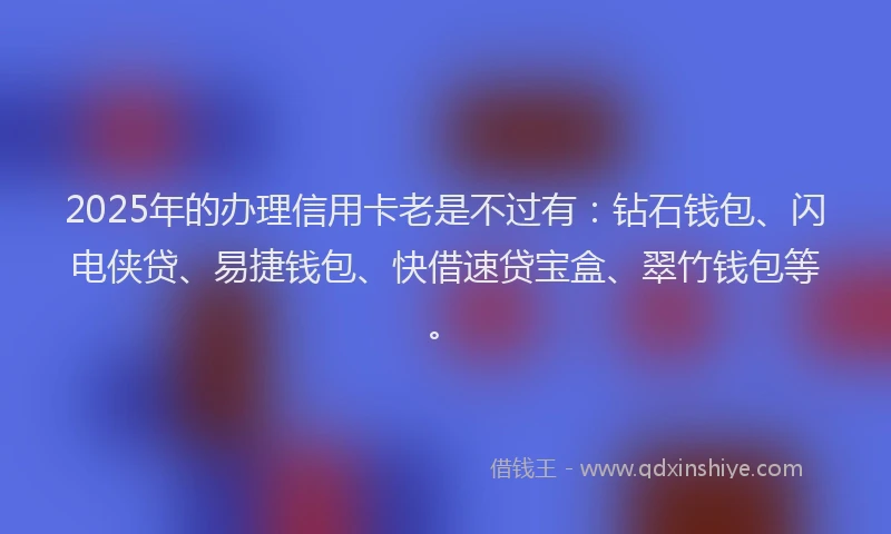 2025年的办理信用卡老是不过有：钻石钱包、闪电侠贷、易捷钱包、快借速贷宝盒、翠竹钱包等。