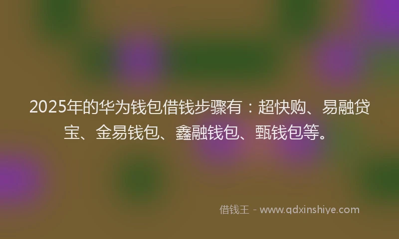 2025年的华为钱包借钱步骤有：超快购、易融贷宝、金易钱包、鑫融钱包、甄钱包等。