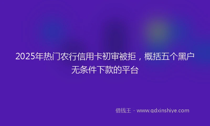 2025年热门农行信用卡初审被拒，概括五个黑户无条件下款的平台