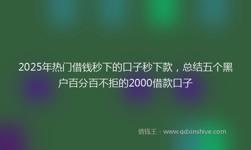 2025年热门借钱秒下的口子秒下款，总结五个黑户百分百不拒的2000借款口子