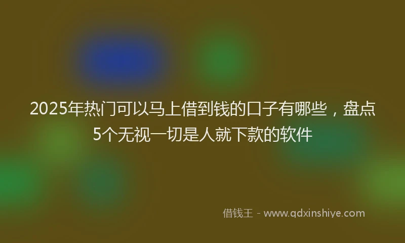 2025年热门可以马上借到钱的口子有哪些，盘点5个无视一切是人就下款的软件