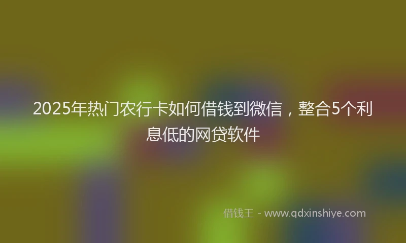 2025年热门农行卡如何借钱到微信，整合5个利息低的网贷软件
