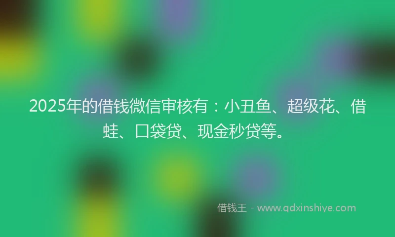 2025年的借钱微信审核有：小丑鱼、超级花、借蛙、口袋贷、现金秒贷等。